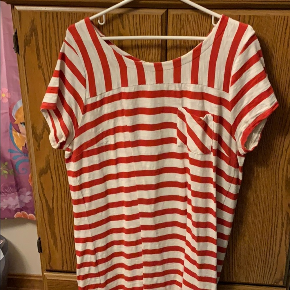 Red and white stripe cotton dress